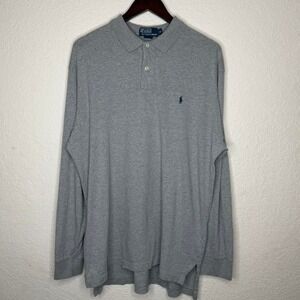Ralph Lauren grey long sleeve polo Henley shirt Size XL